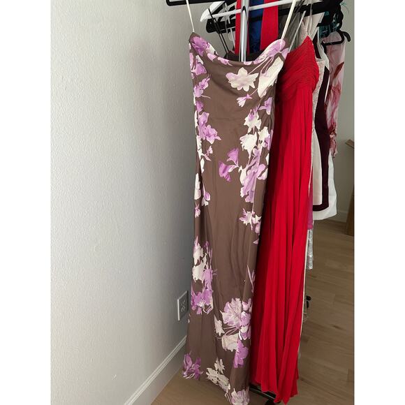 ROCOCO SAND Maxi Strapless Dress in Brown Pink - Picture 3 of 11